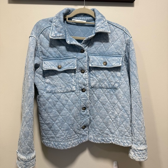 Jane + Delancey Ultra-Soft Quilted Utility Jacket - Blue Acid Wash - M/L - Picture 3 of 9